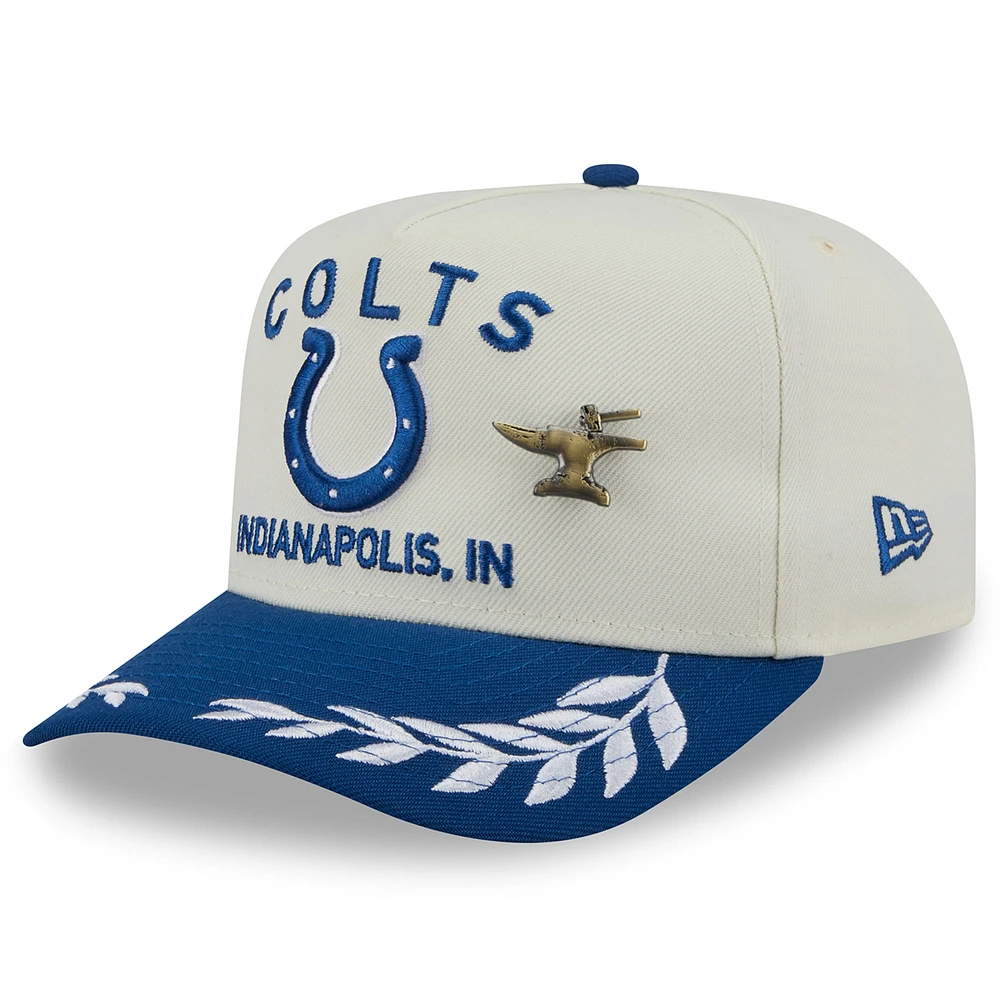 Men's New Era Cream/Royal Indianapolis Colts 2025 NFL Draft A-Frame 59FIFTY Fitted Hat