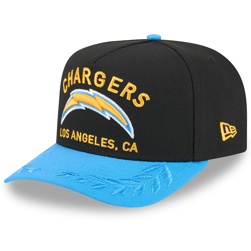 Men's New Era Black/Powder Blue Los Angeles Chargers 2025 NFL Draft A-Frame 9FIFTY Snapback Hat