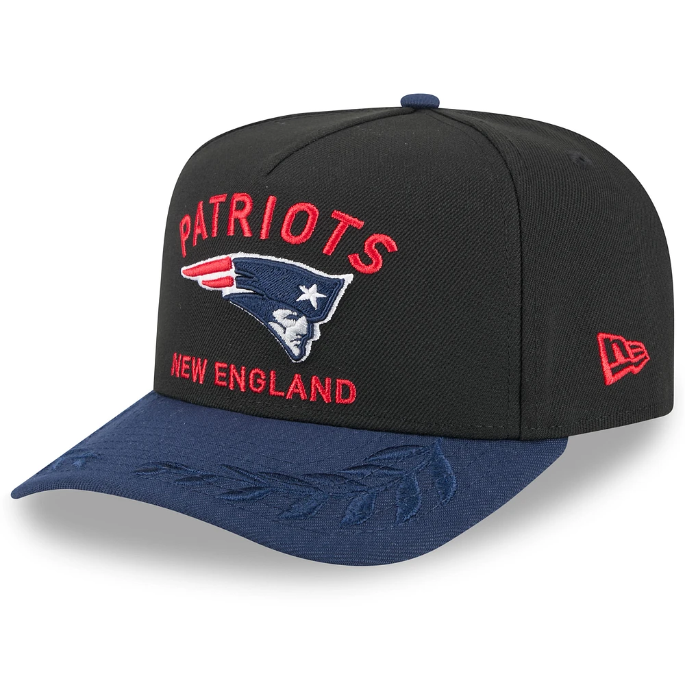 Men's New Era Black/Navy New England Patriots 2025 NFL Draft A-Frame 9FIFTY Snapback Hat