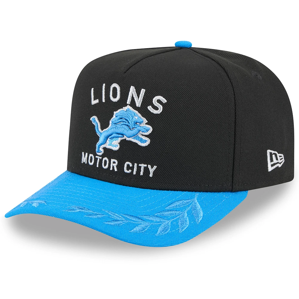 Men's New Era Black/Blue Detroit Lions 2025 NFL Draft A-Frame 9FIFTY Snapback Hat