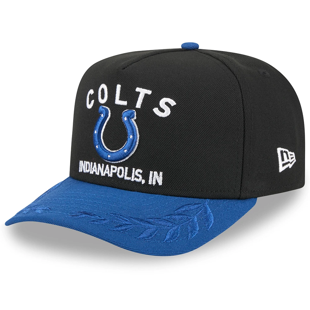 Men's New Era Black/Royal Indianapolis Colts 2025 NFL Draft A-Frame 9FIFTY Snapback Hat