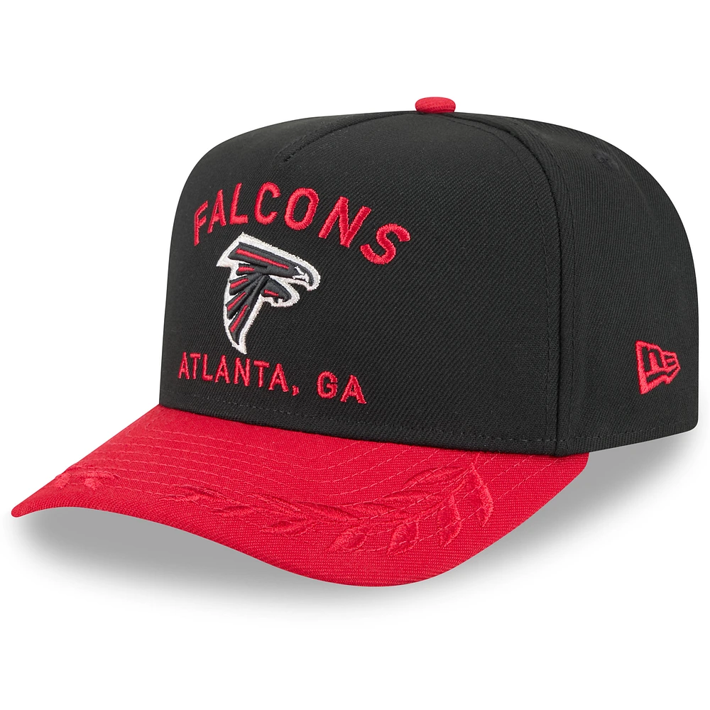 Men's New Era Black/Red Atlanta Falcons 2025 NFL Draft A-Frame 9FIFTY Snapback Hat