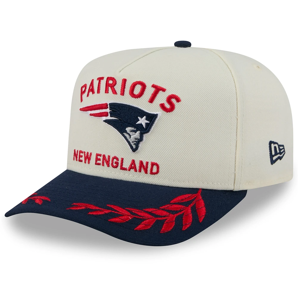 Men's New Era Cream/Navy New England Patriots 2025 NFL Draft A-Frame 9FIFTY Snapback Hat