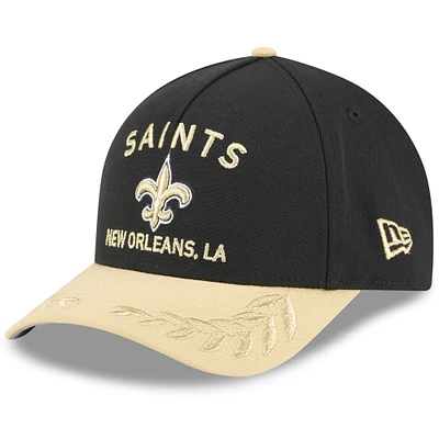 Men's New Era Black/Gold New Orleans Saints 2025 NFL Draft 9FORTY A-Frame M-Crown Adjustable Hat