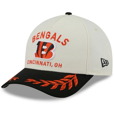 Men's New Era Cream/Black Cincinnati Bengals 2025 NFL Draft 9FORTY A-Frame M-Crown Adjustable Hat