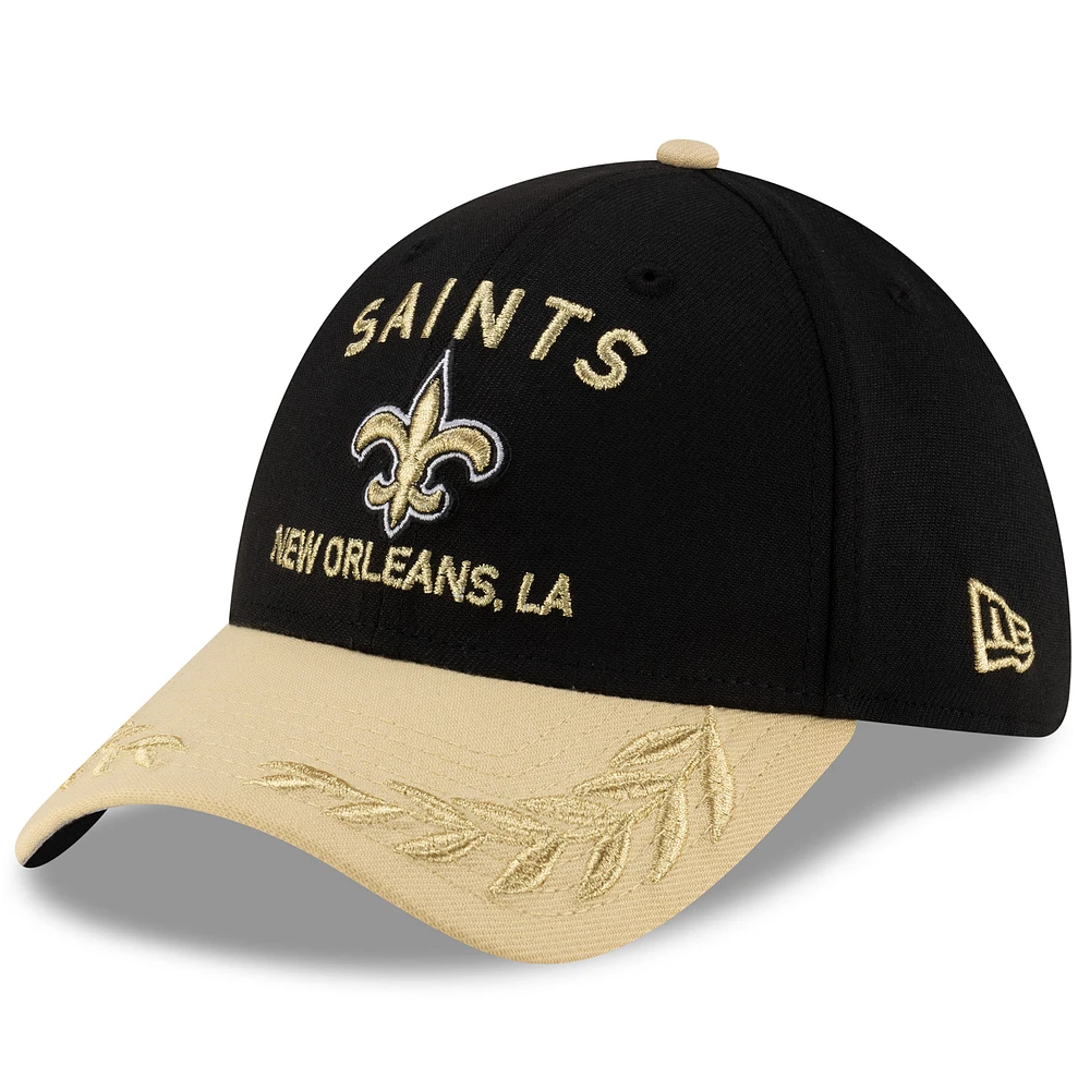Men's New Era Black/Gold Orleans Saints 2025 NFL Draft 39THIRTY Flex Hat