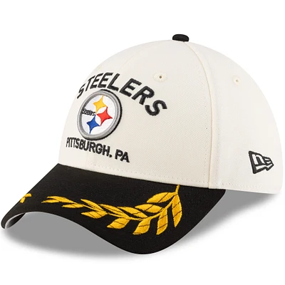 Men's New Era Cream/Black Pittsburgh Steelers 2025 NFL Draft 39THIRTY Flex Hat