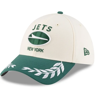 Men's New Era Cream/Green York Jets 2025 NFL Draft 39THIRTY Flex Hat