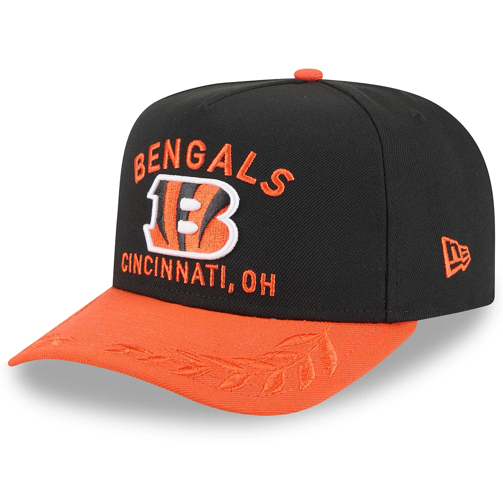 Youth New Era Black/Orange Cincinnati Bengals 2025 NFL Draft A-Frame 9FIFTY Snapback Hat