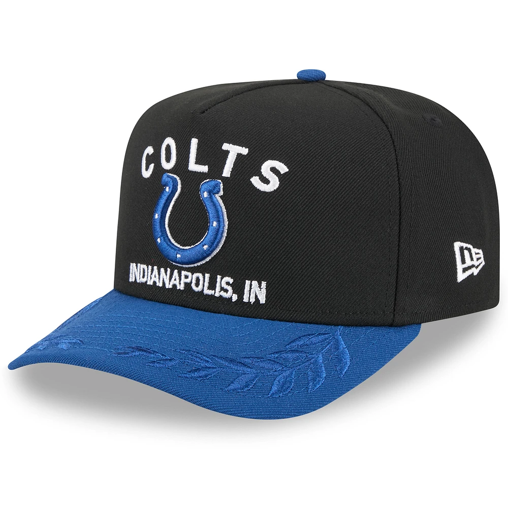 Youth New Era Black/Royal Indianapolis Colts 2025 NFL Draft A-Frame 9FIFTY Snapback Hat
