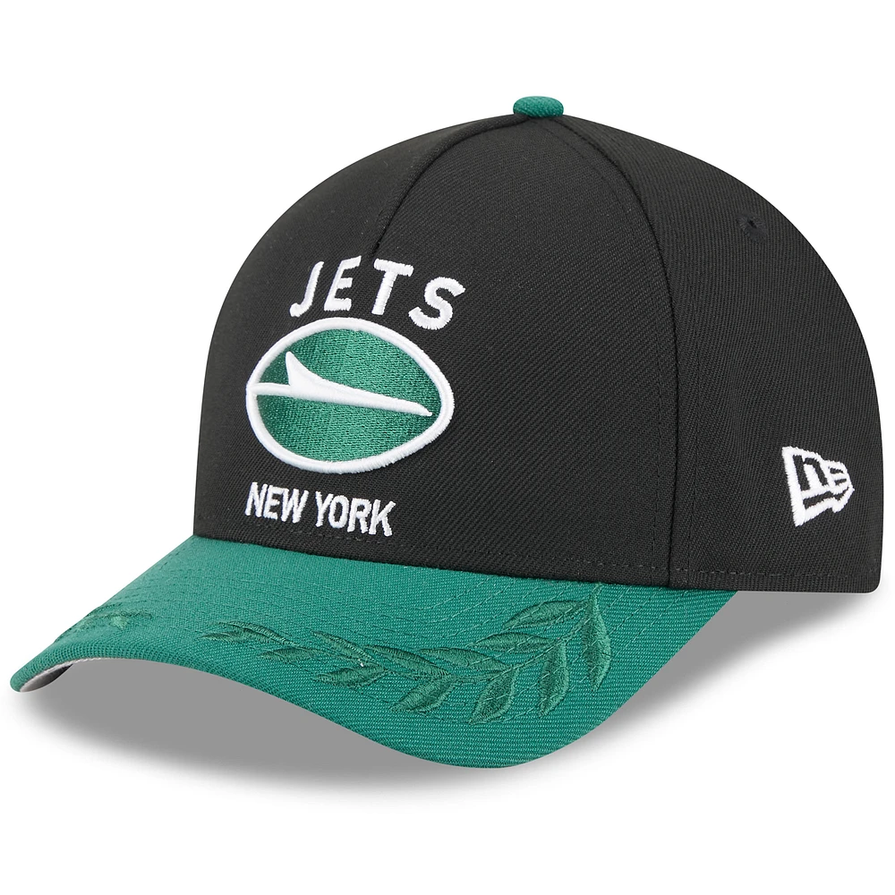 Youth New Era Black/Green New York Jets 2025 NFL Draft 9FORTY A-Frame M-Crown Adjustable Hat