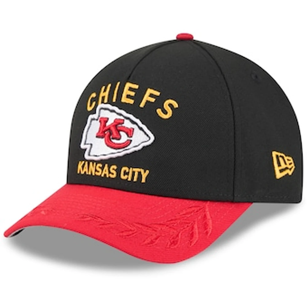 Youth New Era Black/Red Kansas City Chiefs 2025 NFL Draft 9FORTY A-Frame M-Crown Adjustable Hat