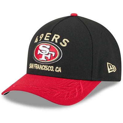 Youth New Era Black/Scarlet San Francisco 49ers 2025 NFL Draft 9FORTY A-Frame M-Crown Adjustable Hat