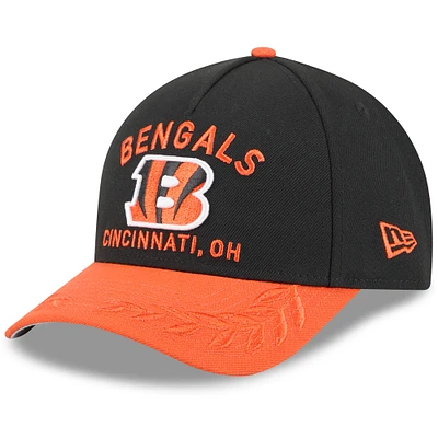 Youth New Era Black/Orange Cincinnati Bengals 2025 NFL Draft 9FORTY A-Frame M-Crown Adjustable Hat