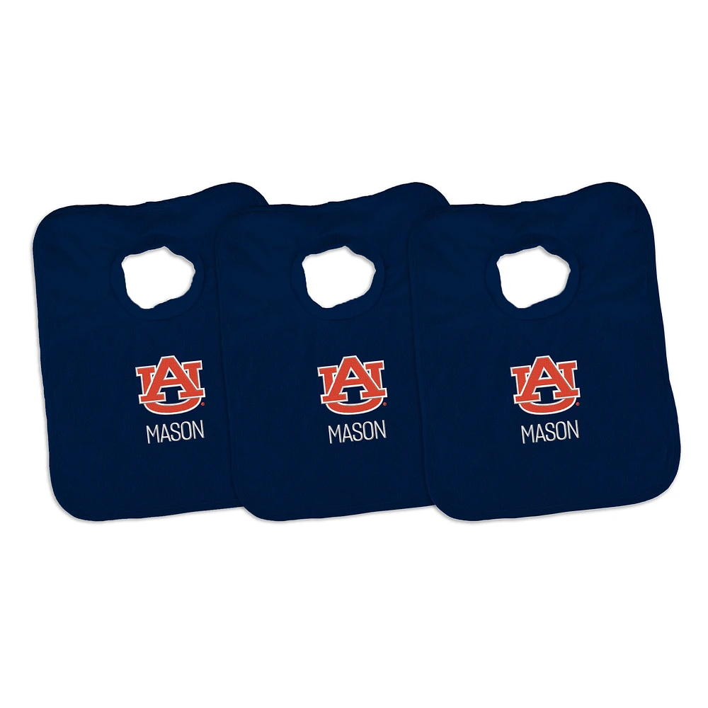Infant Chad & Jake Auburn Tigers Personalized 3-Pack Bib Set