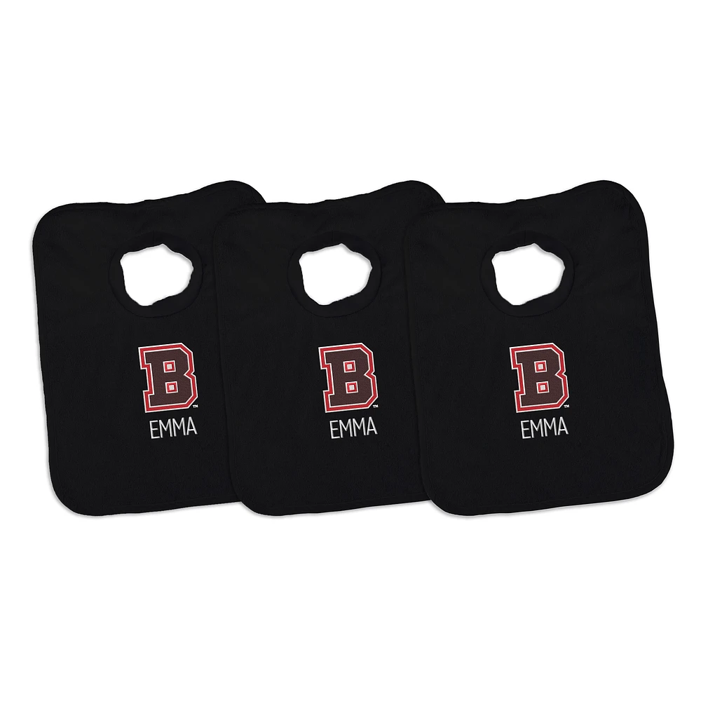 Infant Chad & Jake Brown Bears Personalized 3-Pack Bib Set