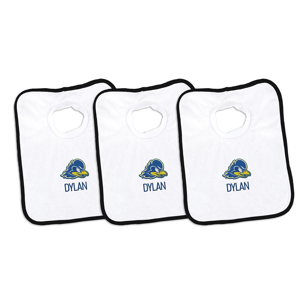 Infant Chad & Jake Delaware Fightin' Blue Hens Personalized 3-Pack Bib Set
