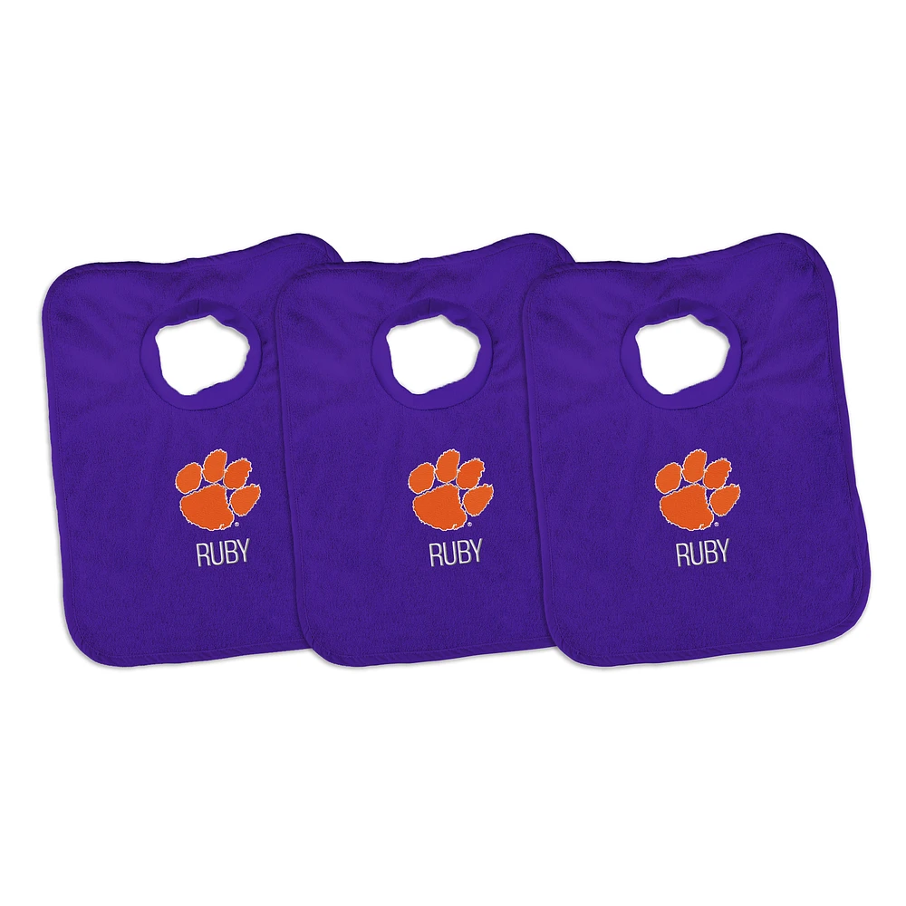 Infant Chad & Jake Clemson Tigers Personalized 3-Pack Bib Set