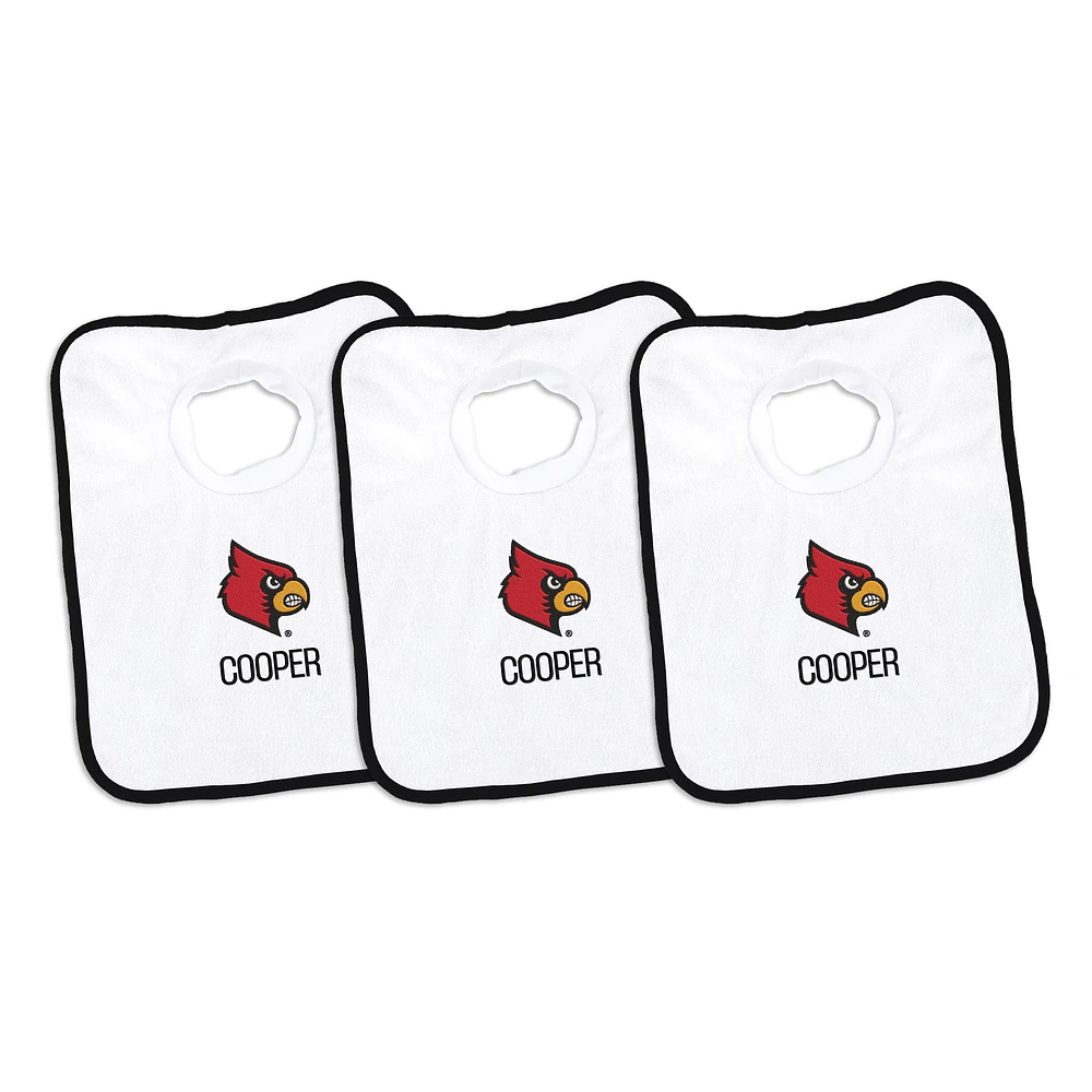Infant Chad & Jake Louisville Cardinals Personalized 3-Pack Bib Set