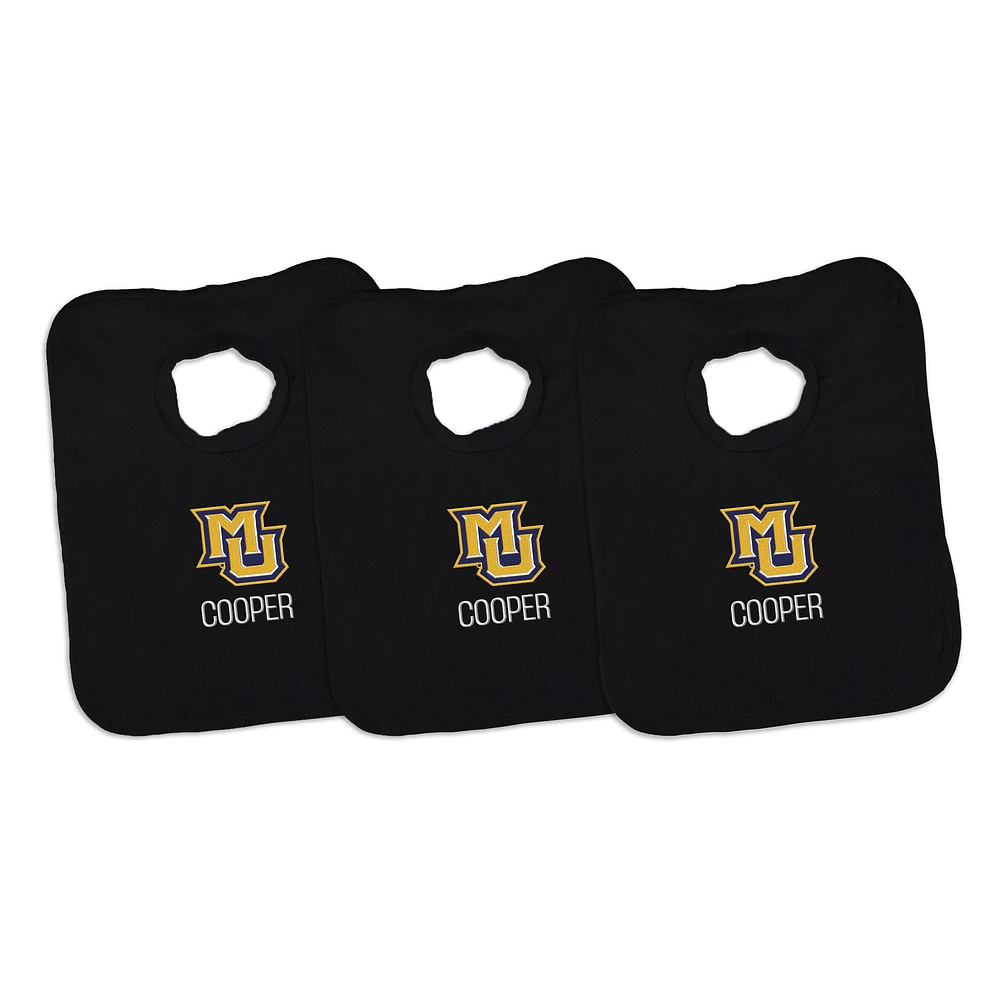 Infant Chad & Jake Marquette Golden Eagles Personalized 3-Pack Bib Set