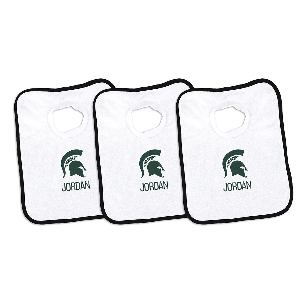 Infant Chad & Jake Michigan State Spartans Personalized 3-Pack Bib Set