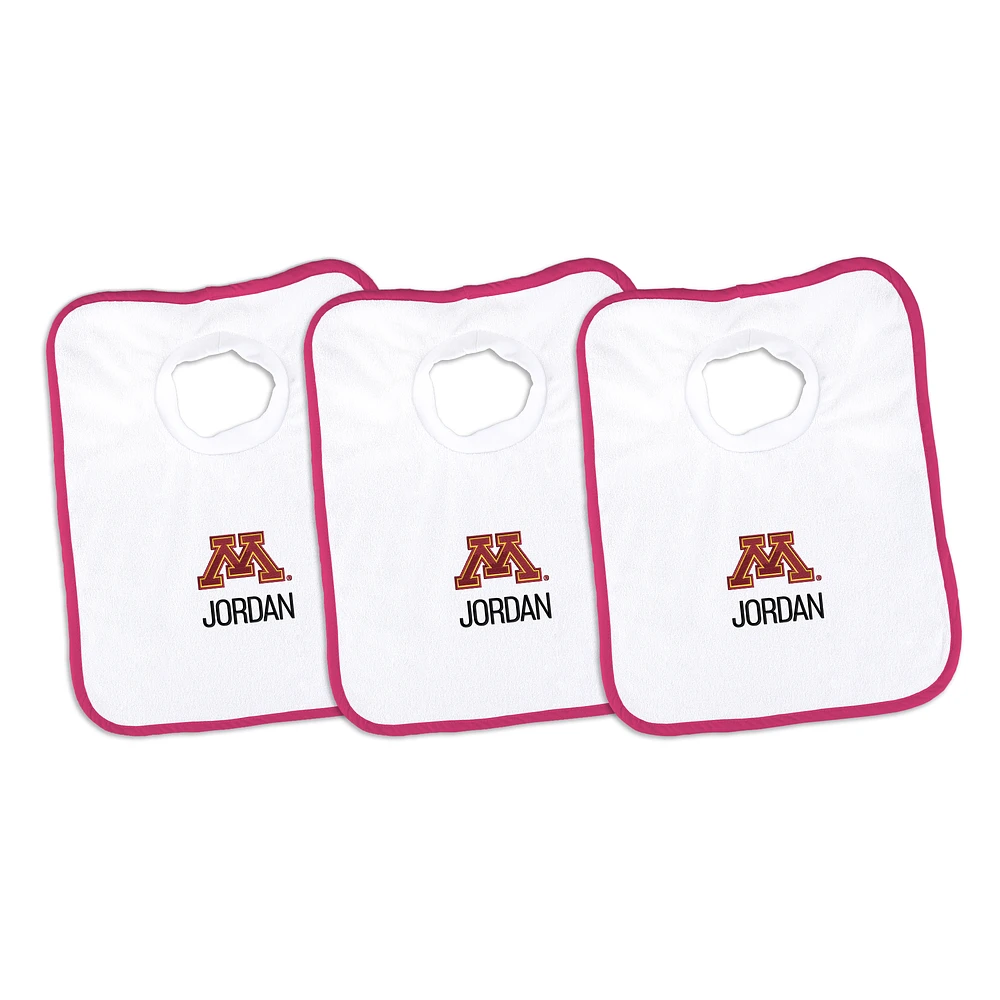 Infant Chad & Jake Minnesota Golden Gophers Personalized 3-Pack Bib Set