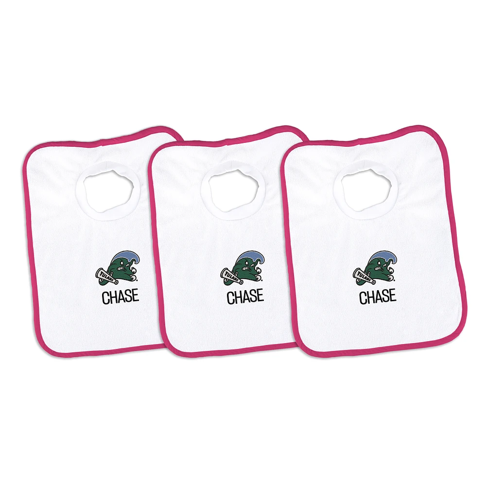 Infant Chad & Jake Tulane Green Wave Personalized 3-Pack Bib Set