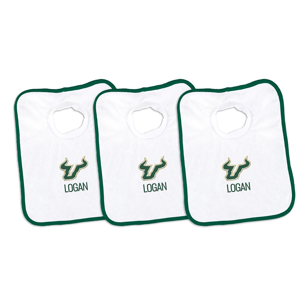 Infant Chad & Jake South Florida Bulls Personalized 3-Pack Bib Set