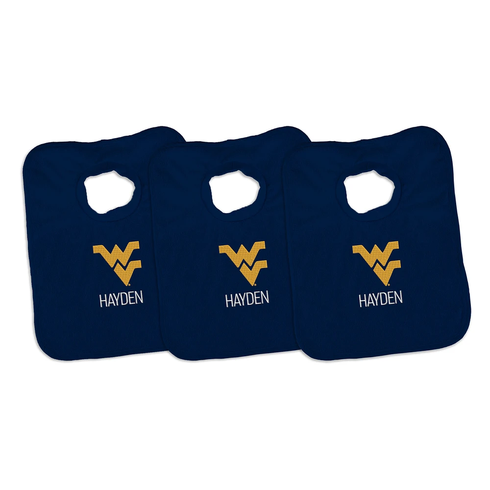Infant Chad & Jake West Virginia Mountaineers Personalized 3-Pack Bib Set