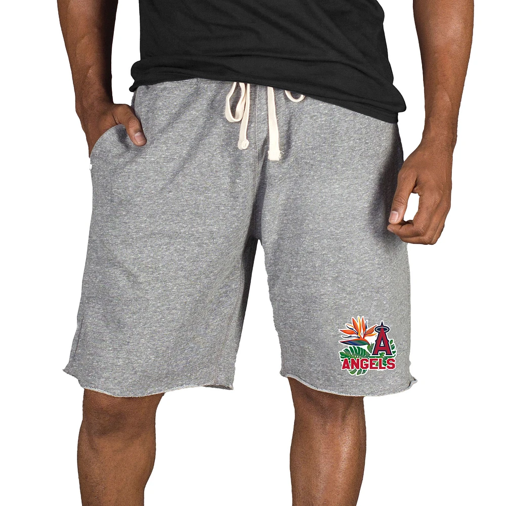 Men's Concepts Sport Gray Los Angeles Angels Mainstream Tri-Blend Shorts