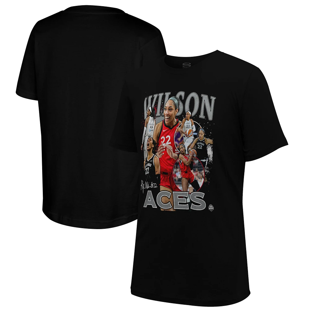 Stadium Essentials A'ja Wilson Black Las Vegas Aces 2024 Crossroads T-Shirt