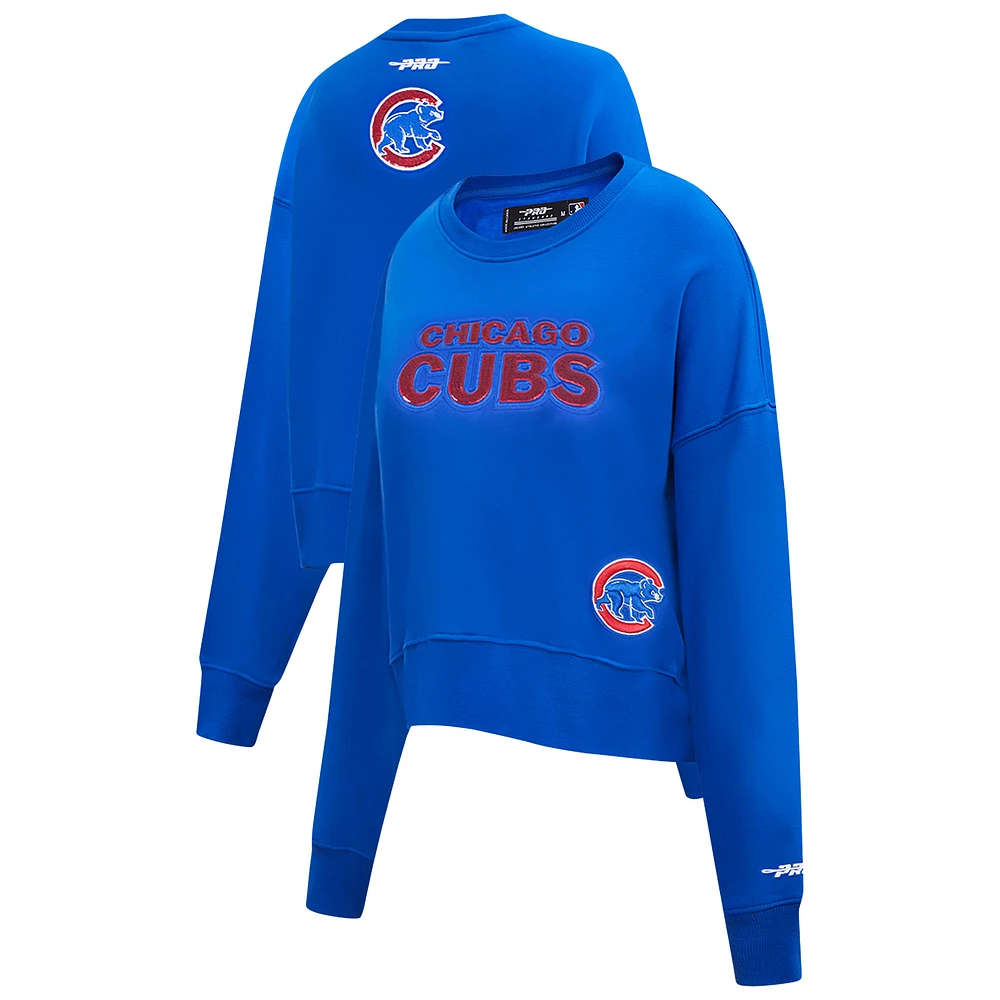 Women's Pro Standard Royal Chicago Cubs Game Day Classics Crewneck Pullover Sweatshirt