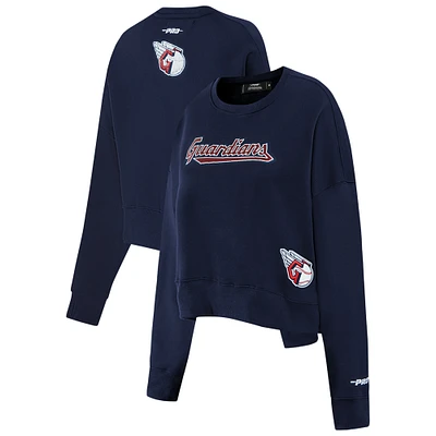 Women's Pro Standard Navy Cleveland Guardians Game Day Classics Crewneck Pullover Sweatshirt