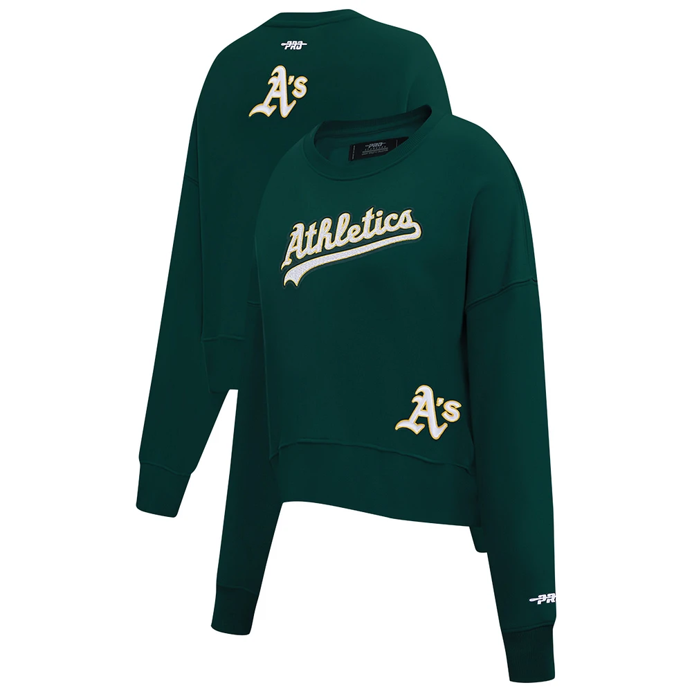 Women's Pro Standard Green Athletics Game Day Classics Crewneck Pullover