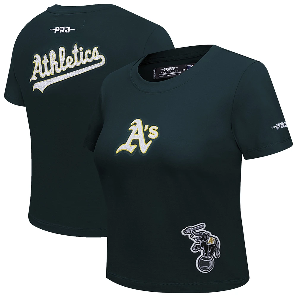 Women's Pro Standard Green Athletics Game Day Classics Baby Doll Cropped T-Shirt