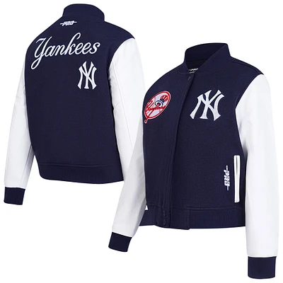 Women's Pro Standard Navy New York Yankees Game Day Classics Wool Varsity Jacket