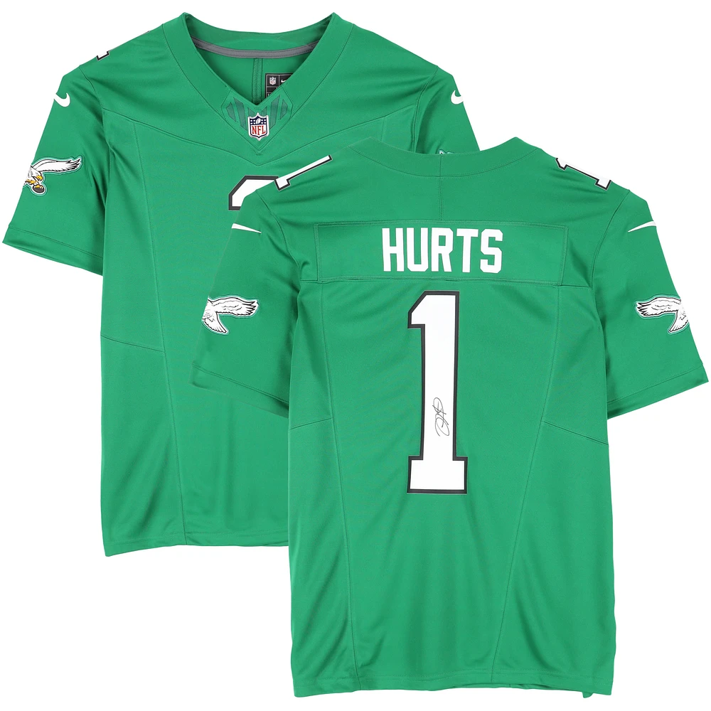 Jalen Hurts Philadelphia Eagles Autographed Kelly Green Nike Vapor F.U.S.E. Throwback Limited Jersey