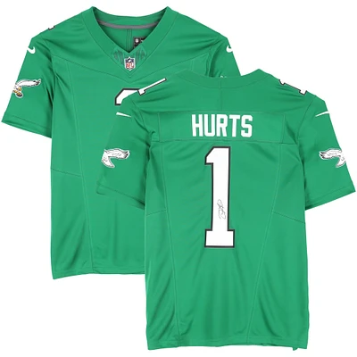 Jalen Hurts Philadelphia Eagles Autographed Kelly Green Nike Vapor F.U.S.E. Throwback Limited Jersey