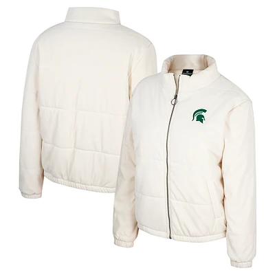 Women's Colosseum Cream Michigan State Spartans So Hot Right Now Quilted Puffer Full-Zip Jacket