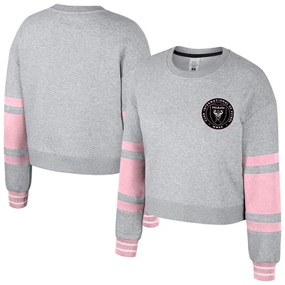 Women's Stadium Essentials Heather Gray Inter Miami CF Scrimmage Cropped Pullover Sweatshirt