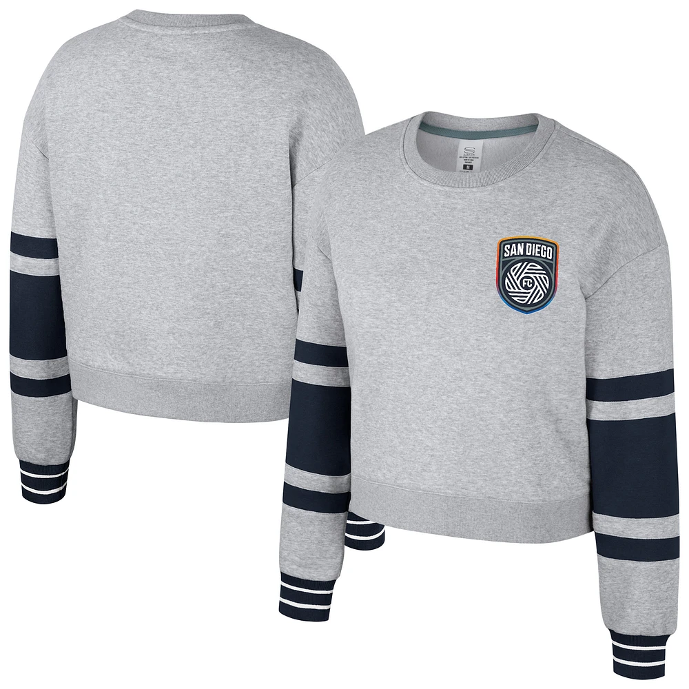 Women's Stadium Essentials Heather Gray San Diego FC Scrimmage Cropped Pullover Sweatshirt