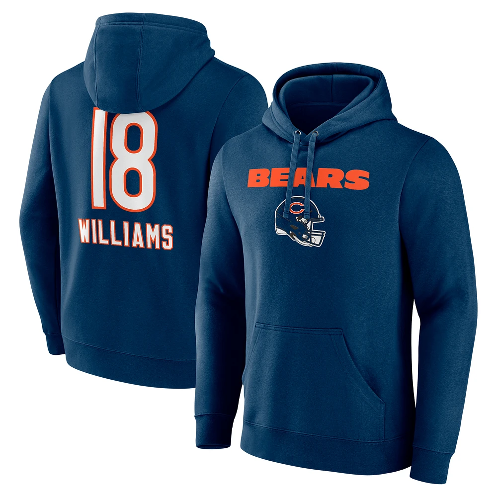 Men's Caleb Williams Navy Chicago Bears Name & Number Team Wordmark Pullover Hoodie