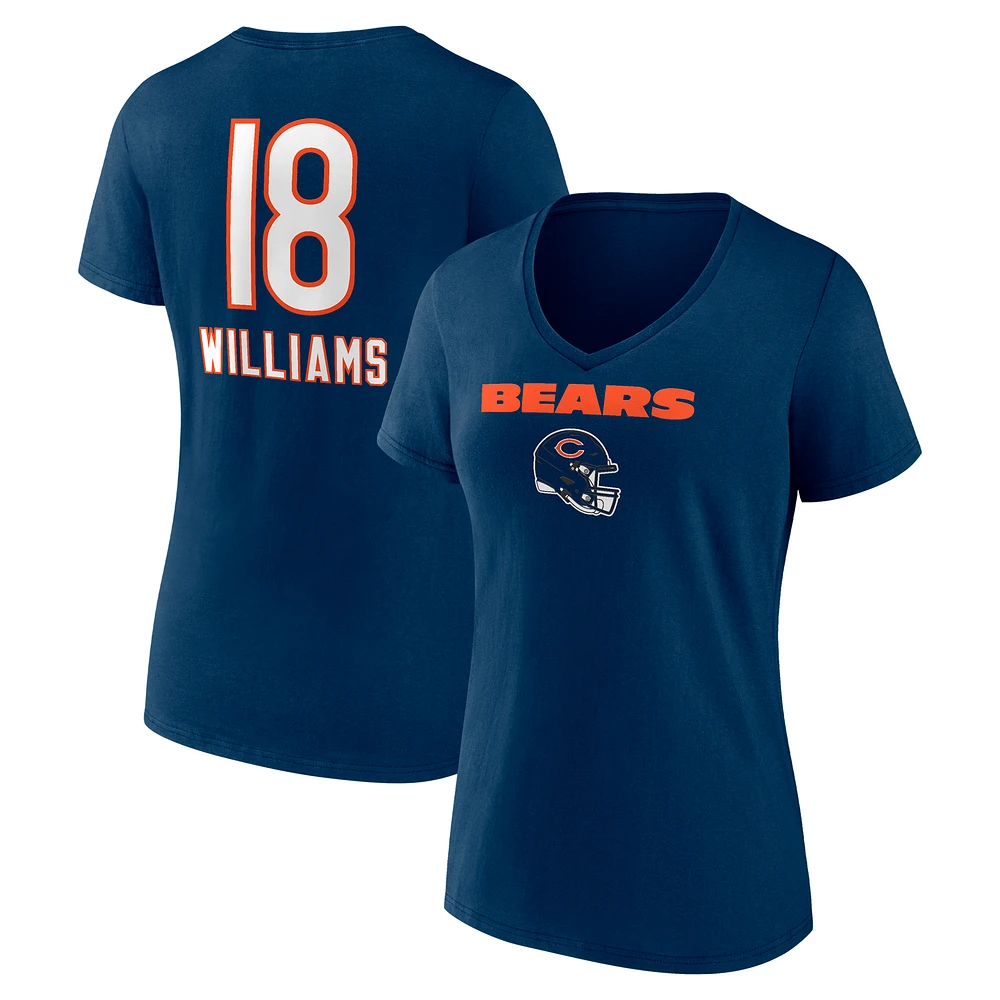 Women's Caleb Williams Navy Chicago Bears Name & Number Team Wordmark V-Neck T-Shirt