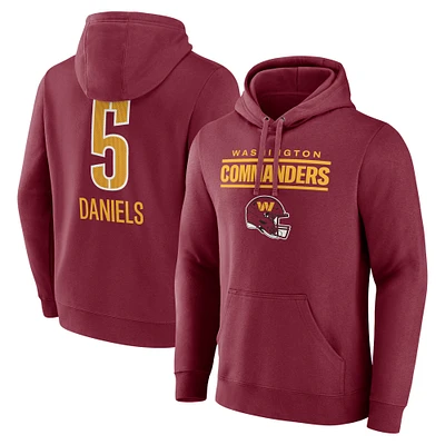Men's Jayden Daniels Burgundy Washington Commanders Name & Number Team Wordmark Pullover Hoodie
