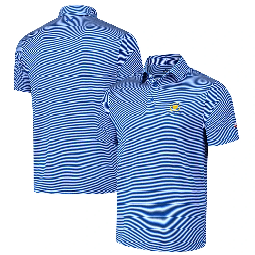 Men's Under Armour Blue Presidents Cup Team USA Green Bridge Stripe Polo