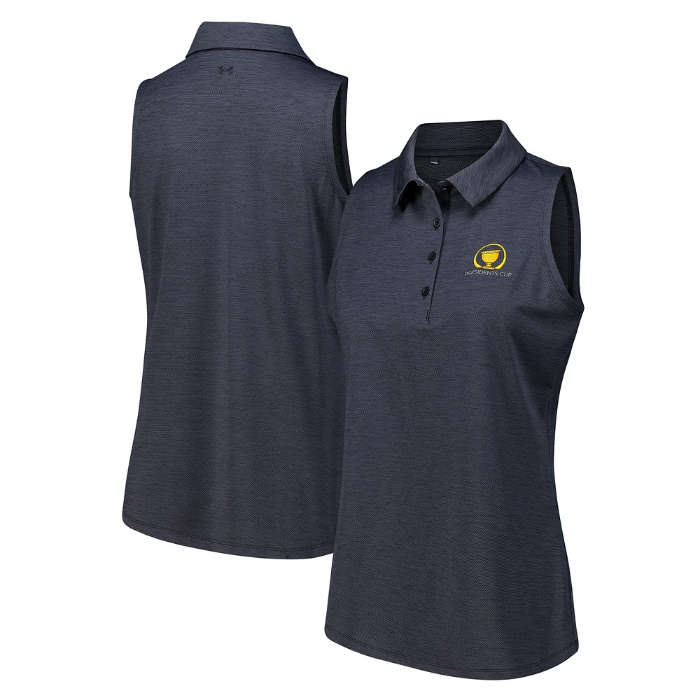 Women's Under Armour Heather Black Presidents Cup International Team Playoff Sleeveless Polo