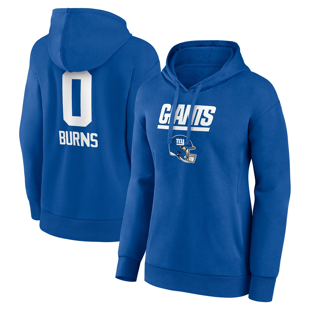 Women's Brian Burns Royal New York Giants Name & Number Team Wordmark Pullover Hoodie