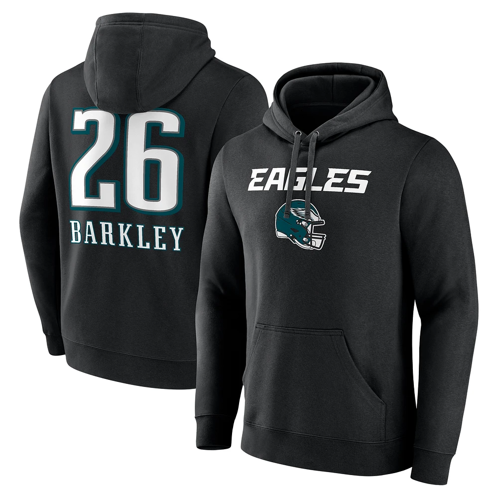Men's Saquon Barkley Black Philadelphia Eagles Name & Number Team Wordmark Pullover Hoodie