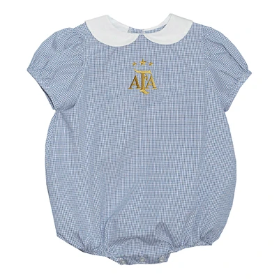 Girls Infant Vive La Fete  Light Blue Argentina National Team Gingham Puffy Bubble Dress