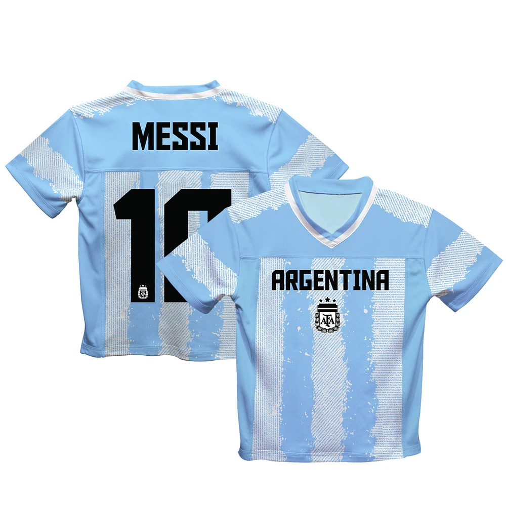 Toddler Vive La Fete Lionel Messi Light Blue Argentina National Team Painted Stripes Football Jersey
